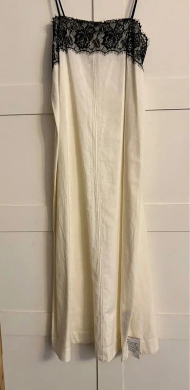 ASOS Black Lace and Cream Linen Midi Dress