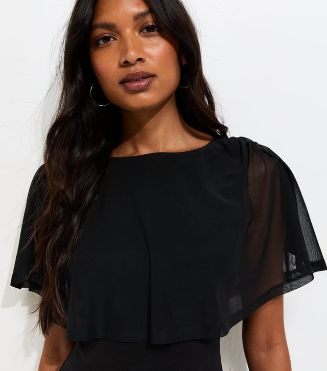 New Look Women's Black Mesh Cape Mini Dress New Look - 3