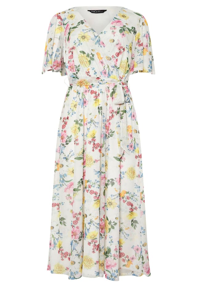 M&Co M&Co Women's Printed Wrap Midi Dress in Ivory - 2