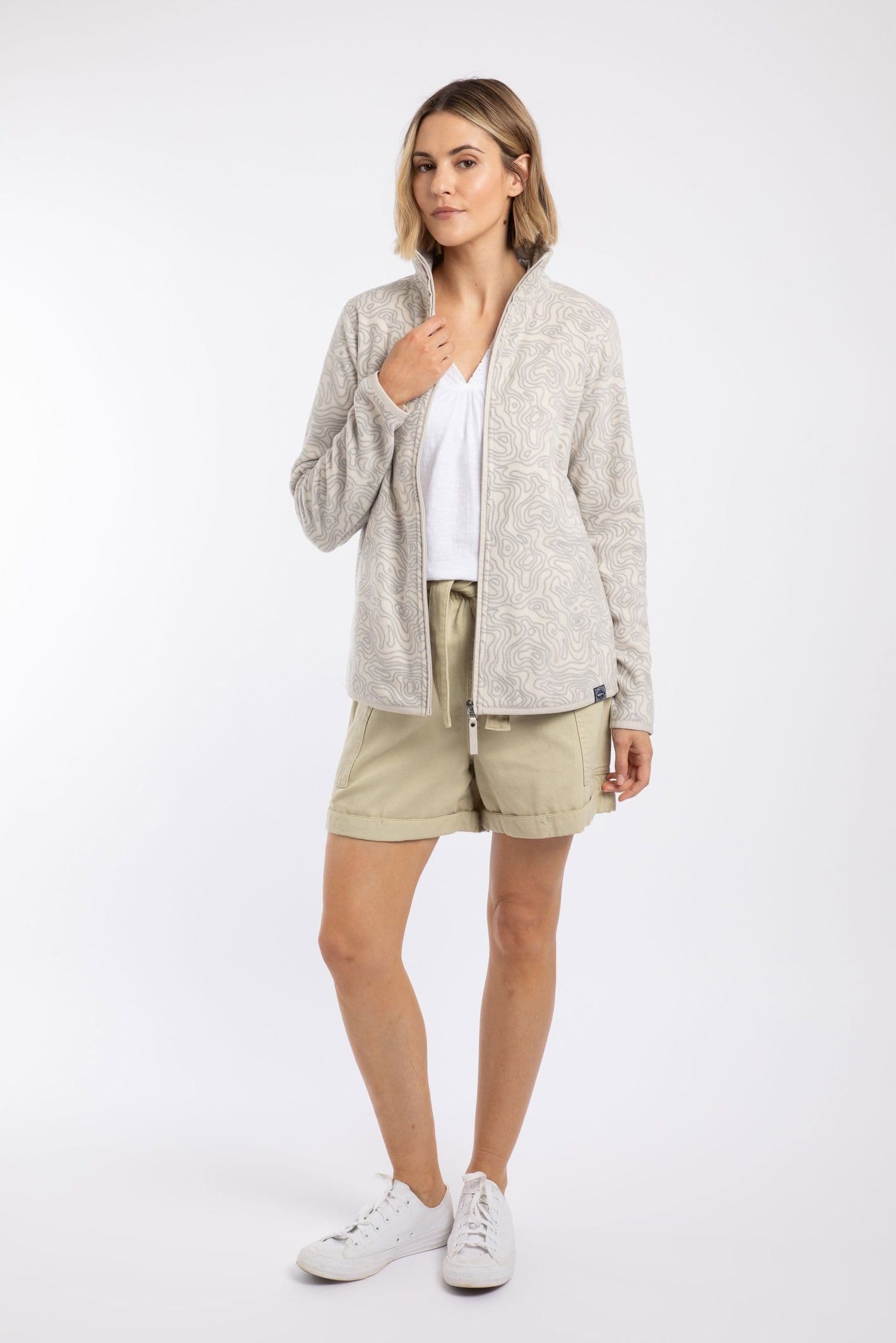 Weird Fish Weird Fish Women's Bridget Full Zip Printed Microfleece in Light Grey - 4