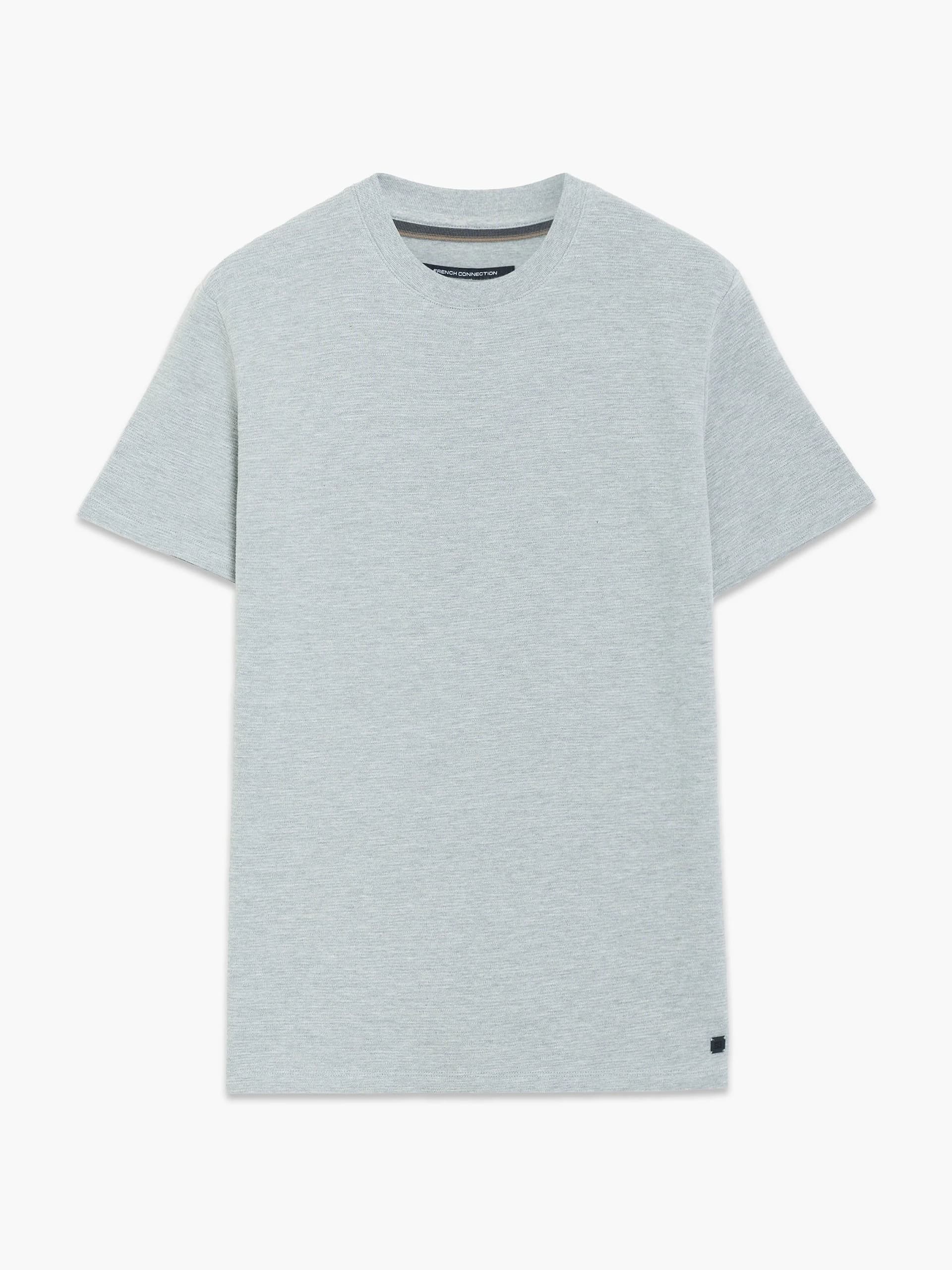 French Connection Short Sleeve Ottoman Texture Light Grey T-Shirt Light Grey Mel