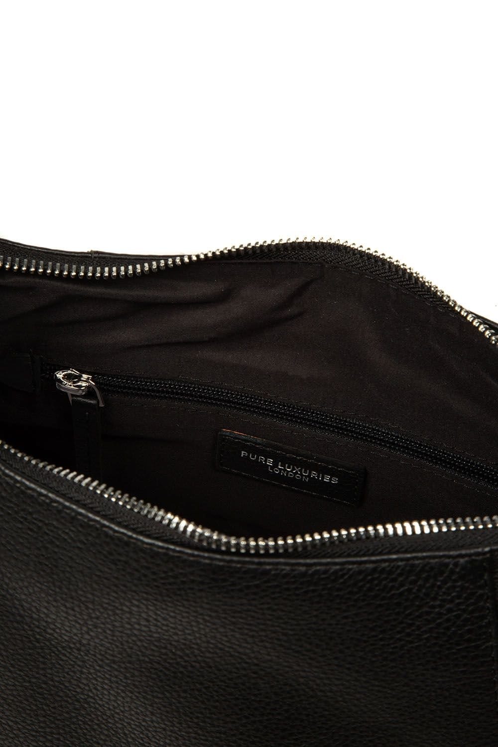 Pure Luxuries London Pure Luxuries London Women's 'Kirsten' Leather Shoulder Bag in Black - 4