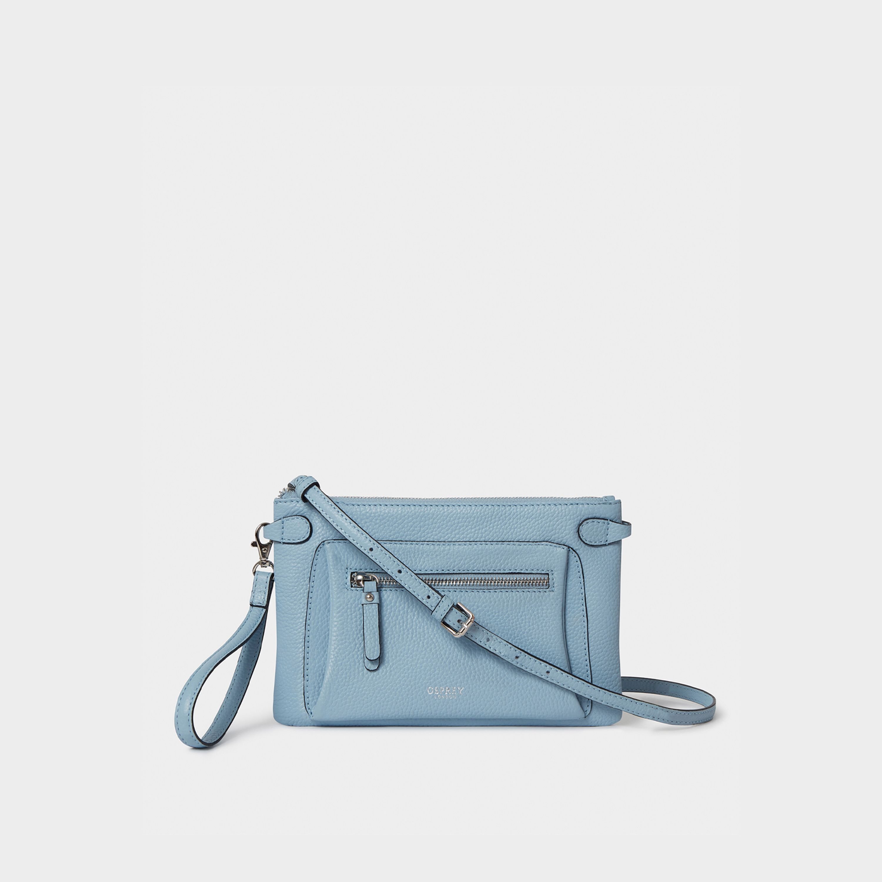 OSPREY LONDON OSPREY LONDON Women's The Ruby Leather Crossbody Clutch Bag in Pale Blue - 1