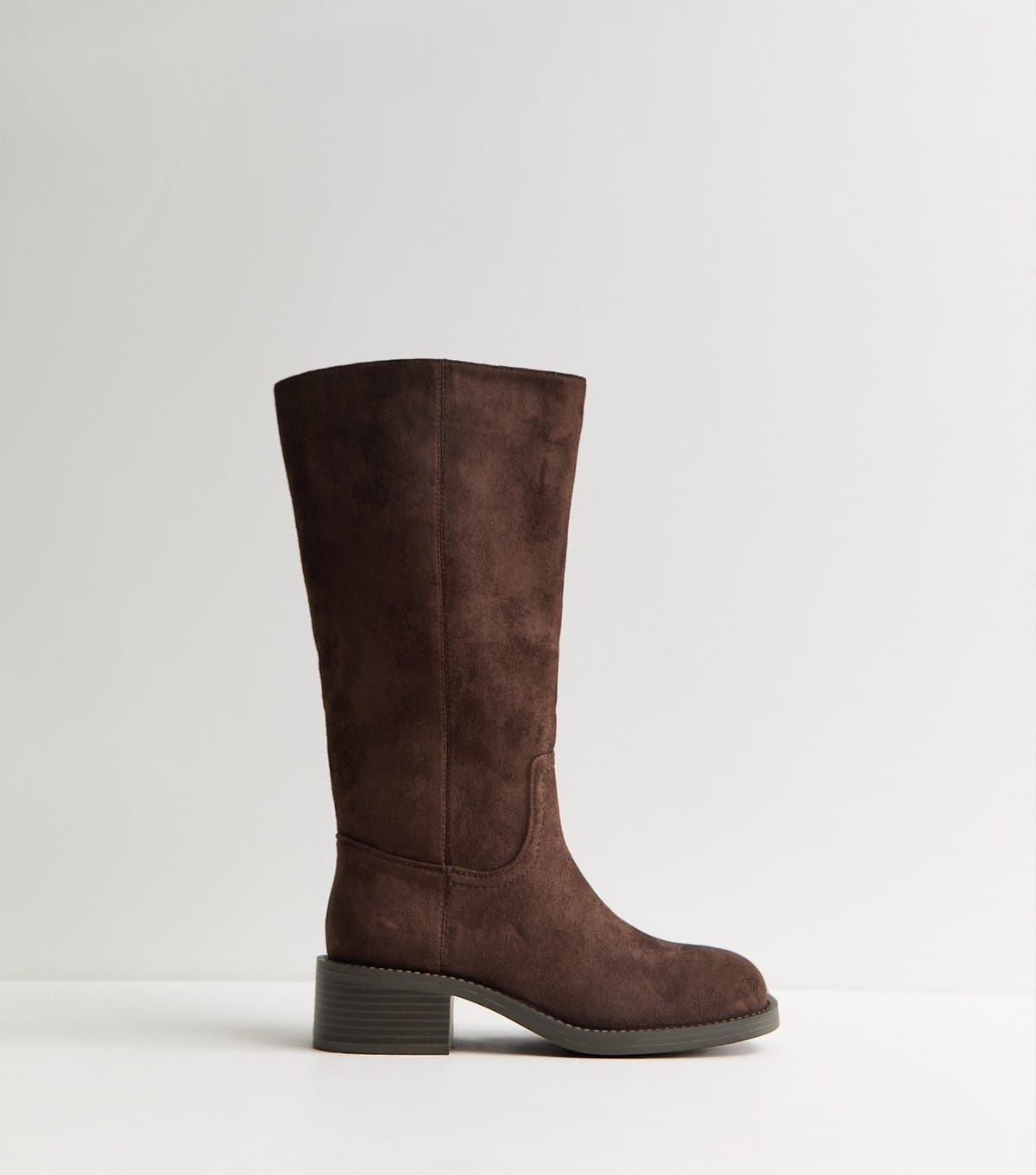 New Look Women's Brown Faux Suede Pull On Boots Vegan New Look