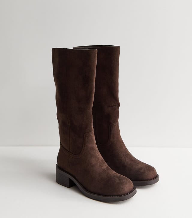New Look Women's Brown Faux Suede Pull On Boots Vegan New Look - 3