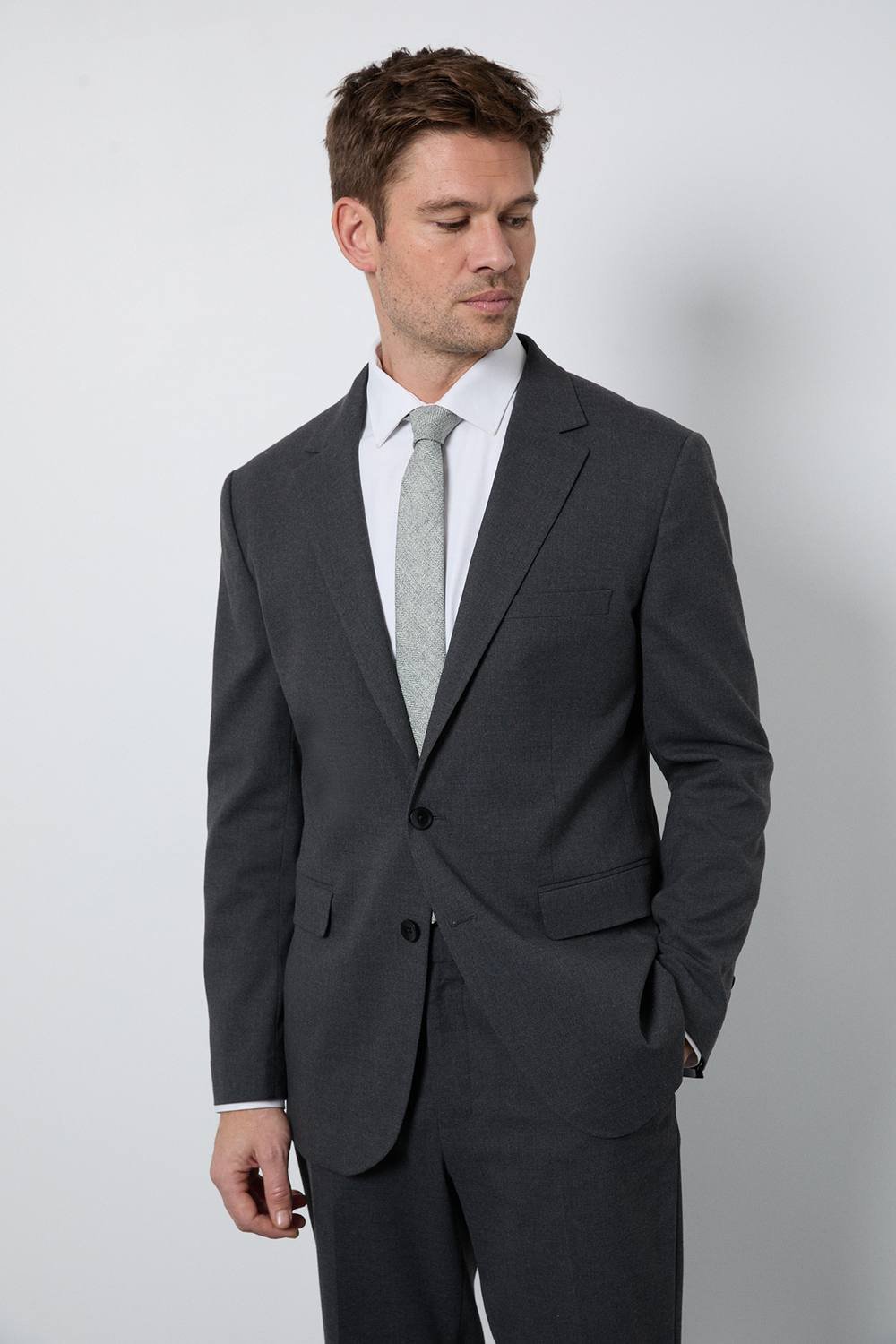 Burton Burton Men's Charcoal Regular Fit Suit Jacket - 2