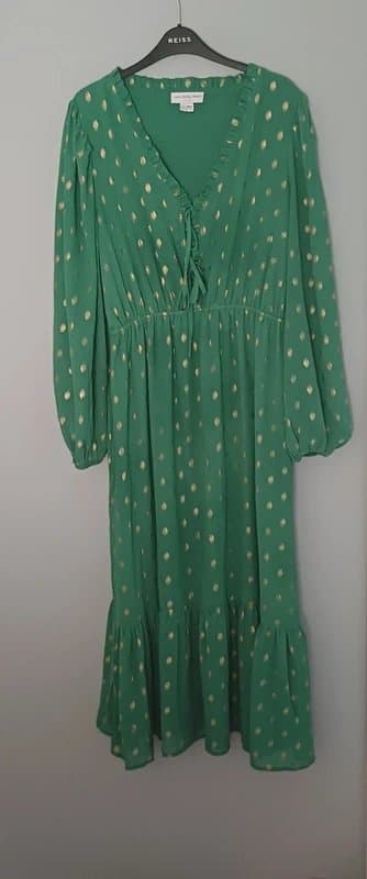 Never Fully Dressed Never Fully Dressed Green/Gold Midaxi Dress - size 16/18