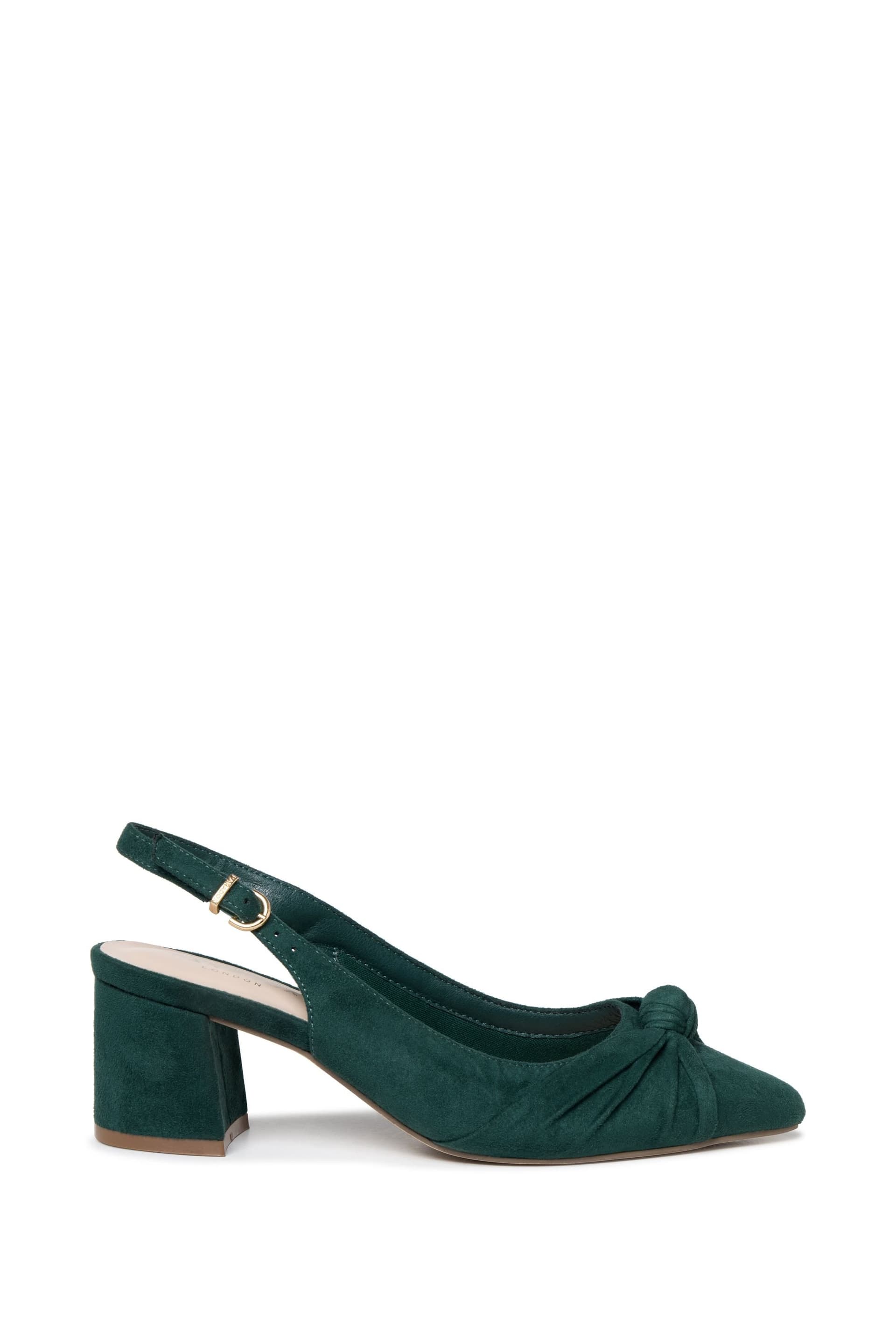 Paradox London Paradox London Women's Ilene' Block Heel Knot Detail Court Shoes in Dark Green