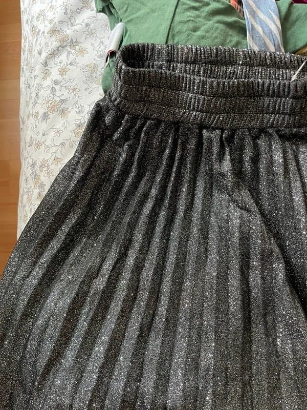 New Look sequinned pleated midi skirt