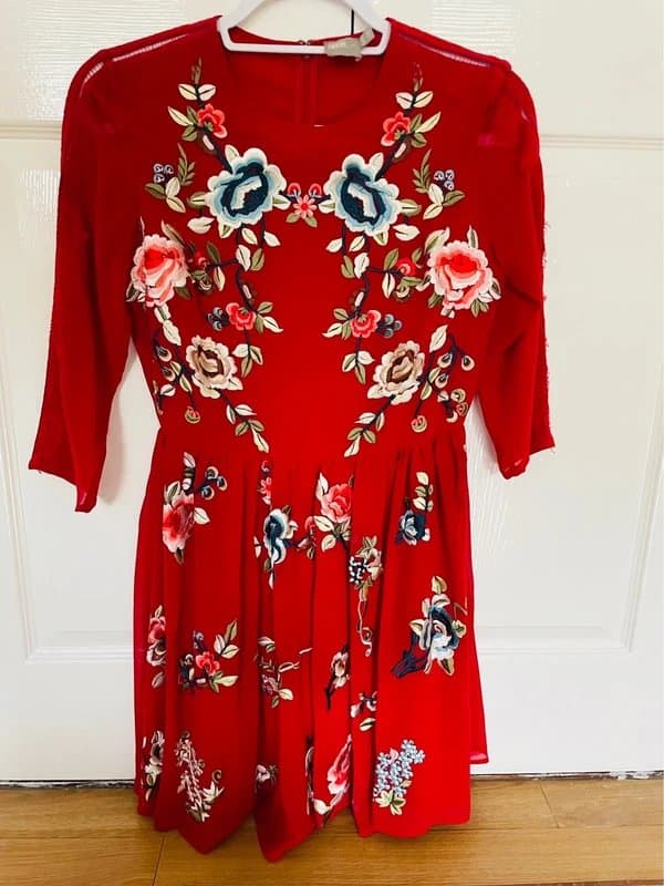 ASOS ASOS embroidered Red skater dress