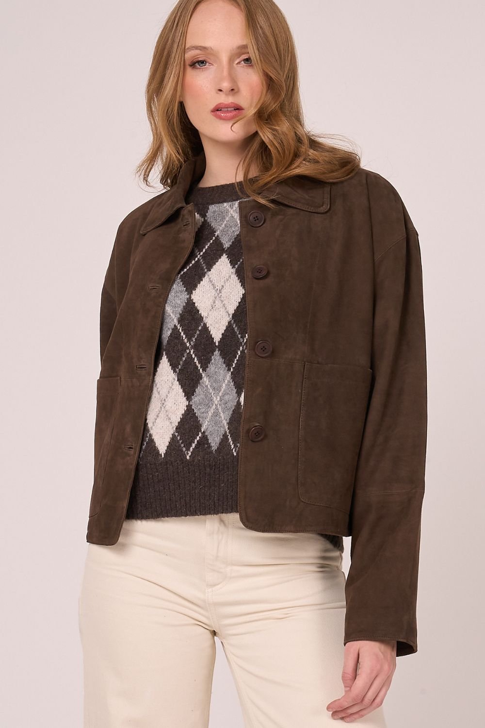 Barneys Originals Barneys Originals Women's Brown Goat Suede Jacket - 4