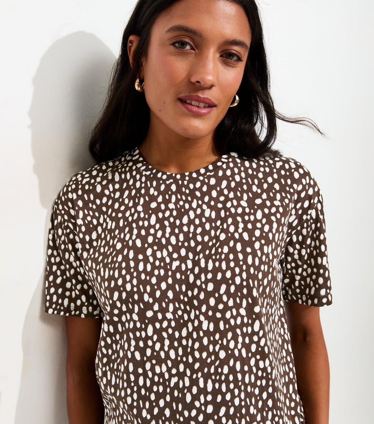 New Look Women's Maternity Brown Cotton Speckled Pattern Top New Look