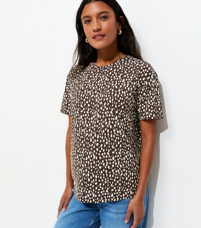 New Look Women's Maternity Brown Cotton Speckled Pattern Top New Look - 2
