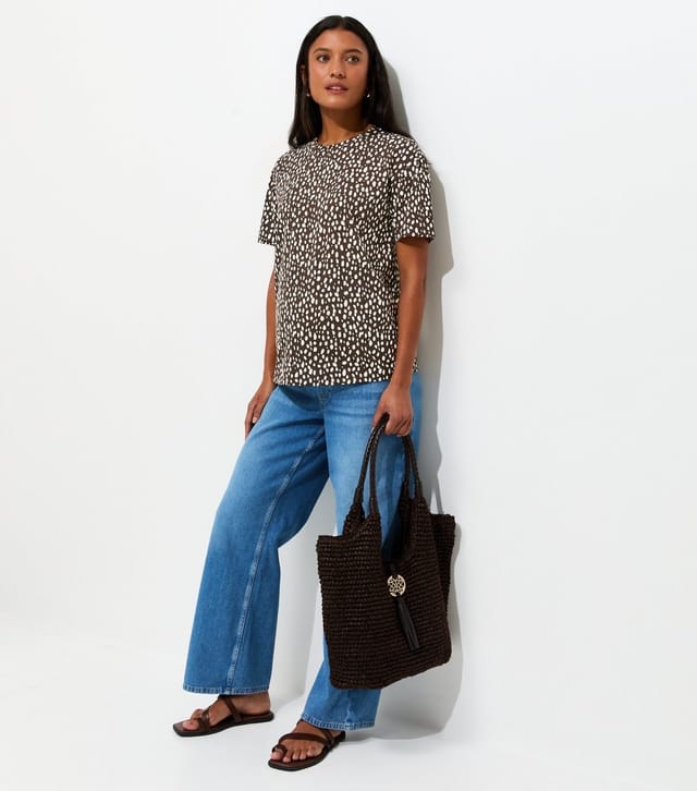 New Look Women's Maternity Brown Cotton Speckled Pattern Top New Look - 3