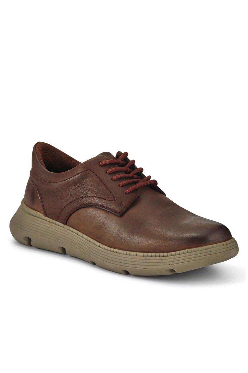 Pavers Pavers Men's Easy Step In Casual Leather Lace Up Shoes in Brown