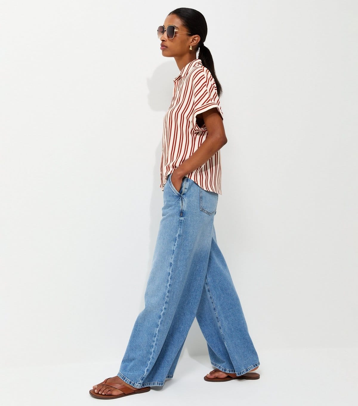 New Look Women's Brown Woven Striped Shirt New Look - 4