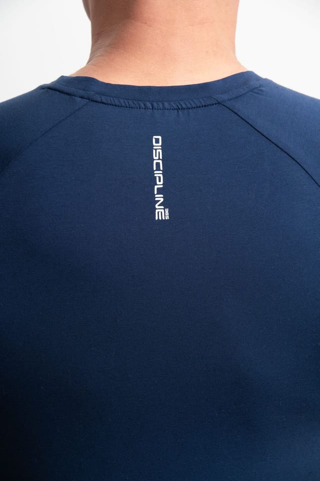 Discipline 365 Discipline 365 Men's Discipline Cotton Short Sleeve Fitness Gym Top with Logo Detail in Navy - 2