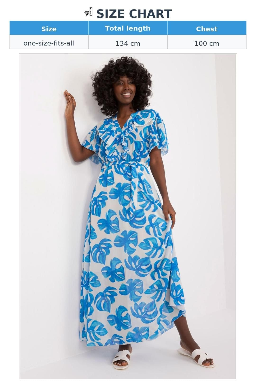 Love Lace Love Lace Women's Flared Maxi Day Dress with Heart Neck Tie Belt in Blue - 4