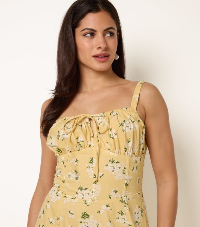 Blue Vanilla Women's Light Yellow Cotton Floral Midi Dress Blue Vanilla New Look - 2