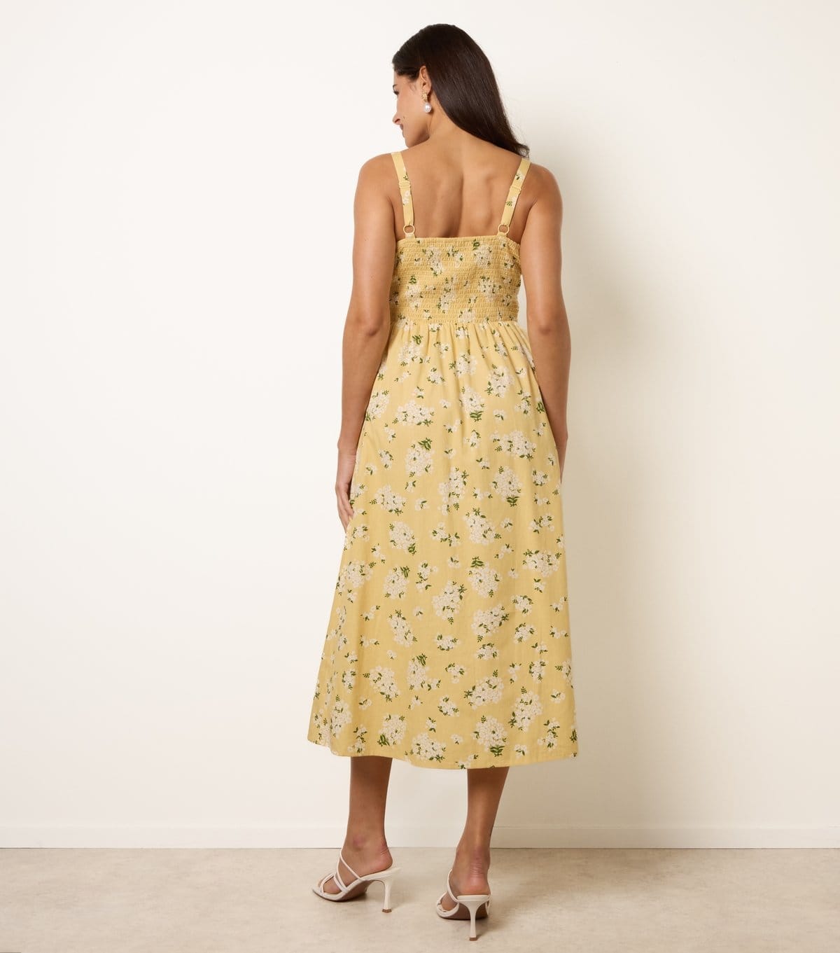 Blue Vanilla Women's Light Yellow Cotton Floral Midi Dress Blue Vanilla New Look - 4