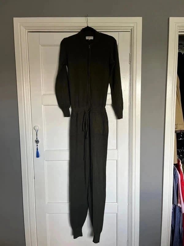 Never Fully Dressed Never Fully Dressed khaki knitted jumpsuit size M