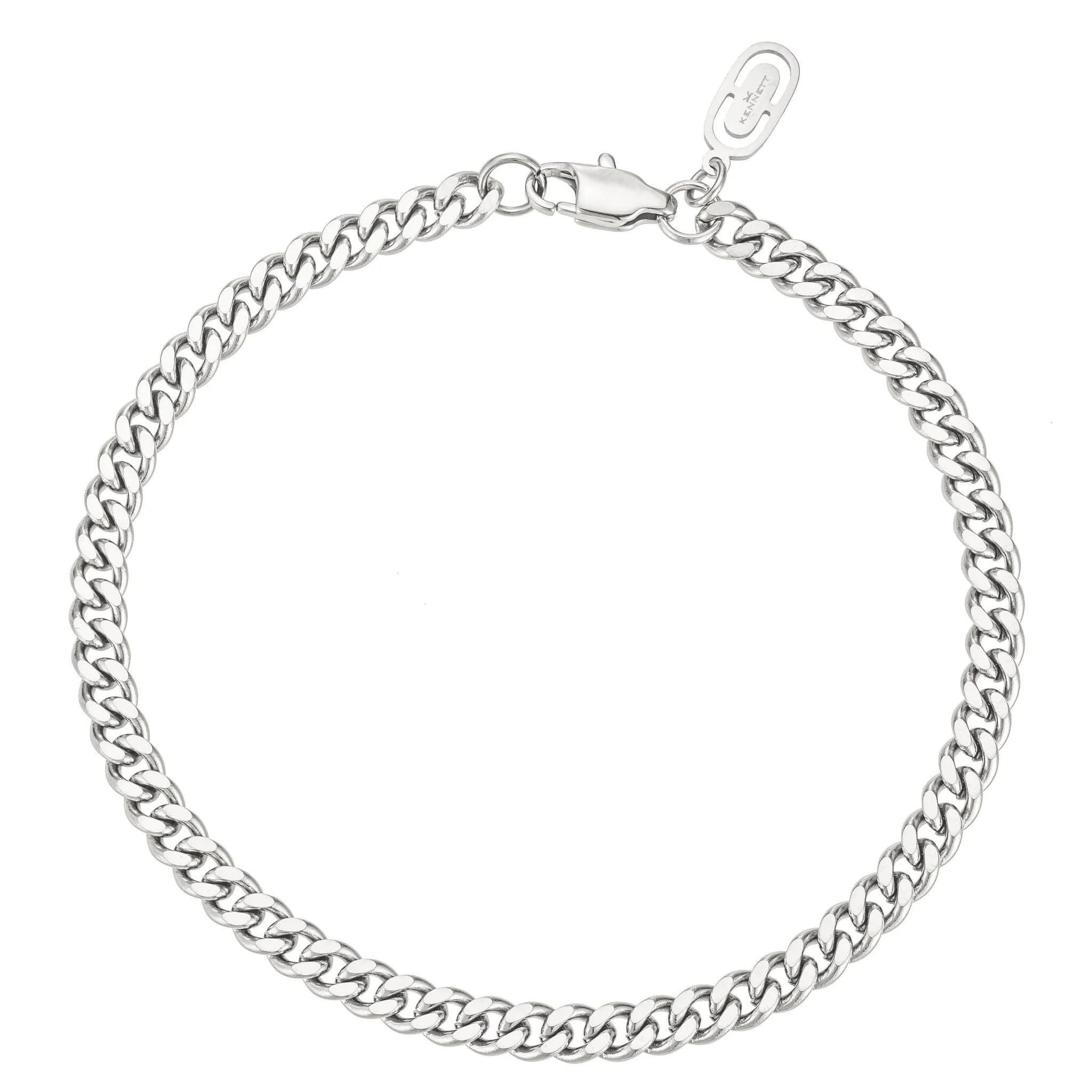 Kennett Kennett Men's Cuban Chain Bracelet 4mm Silver 19cm