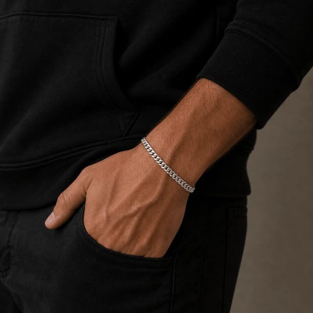 Kennett Kennett Men's Cuban Chain Bracelet 4mm Silver 19cm - 2