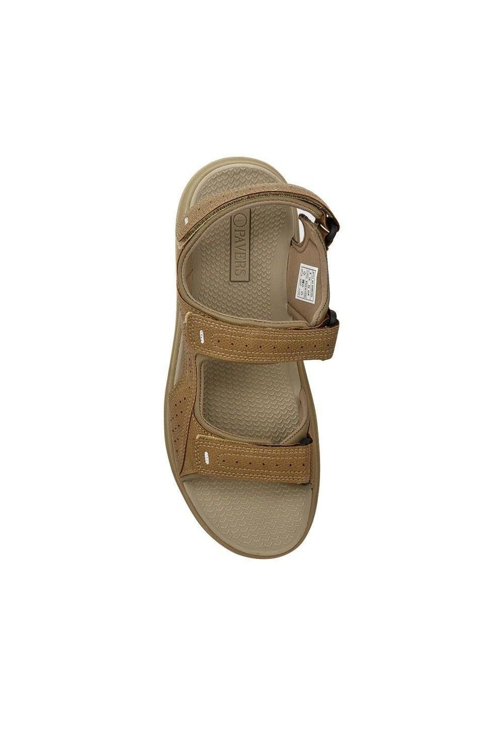 Pavers Pavers Men's Adjustable Touch-Fasten Sandals in Beige - 4