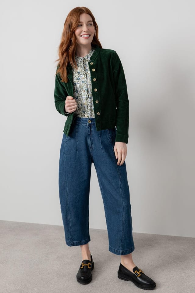 Lily & Me Lily & Me Women's Rene Stretch Jumbo Cord Jacket in Dark Green - 3
