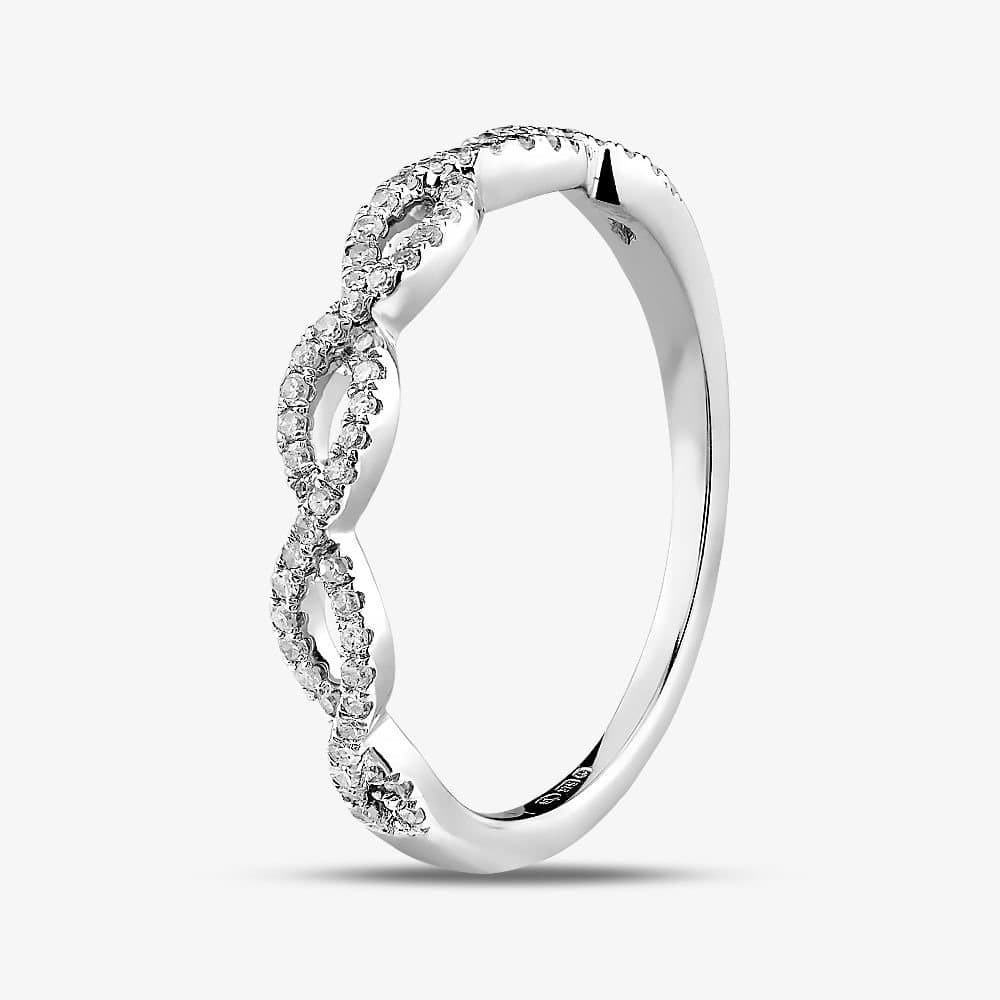 T.H.Baker T.H.Baker Women's 9ct White Gold 0.15ct Diamond Pave Open Wave Ring in Silver