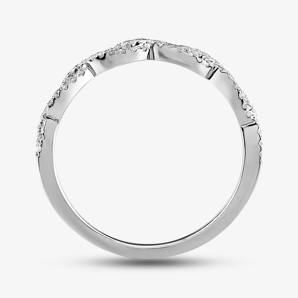 T.H.Baker T.H.Baker Women's 9ct White Gold 0.15ct Diamond Pave Open Wave Ring in Silver - 3