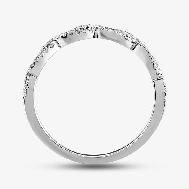 T.H.Baker T.H.Baker Women's 9ct White Gold 0.15ct Diamond Pave Open Wave Ring in Silver - 3