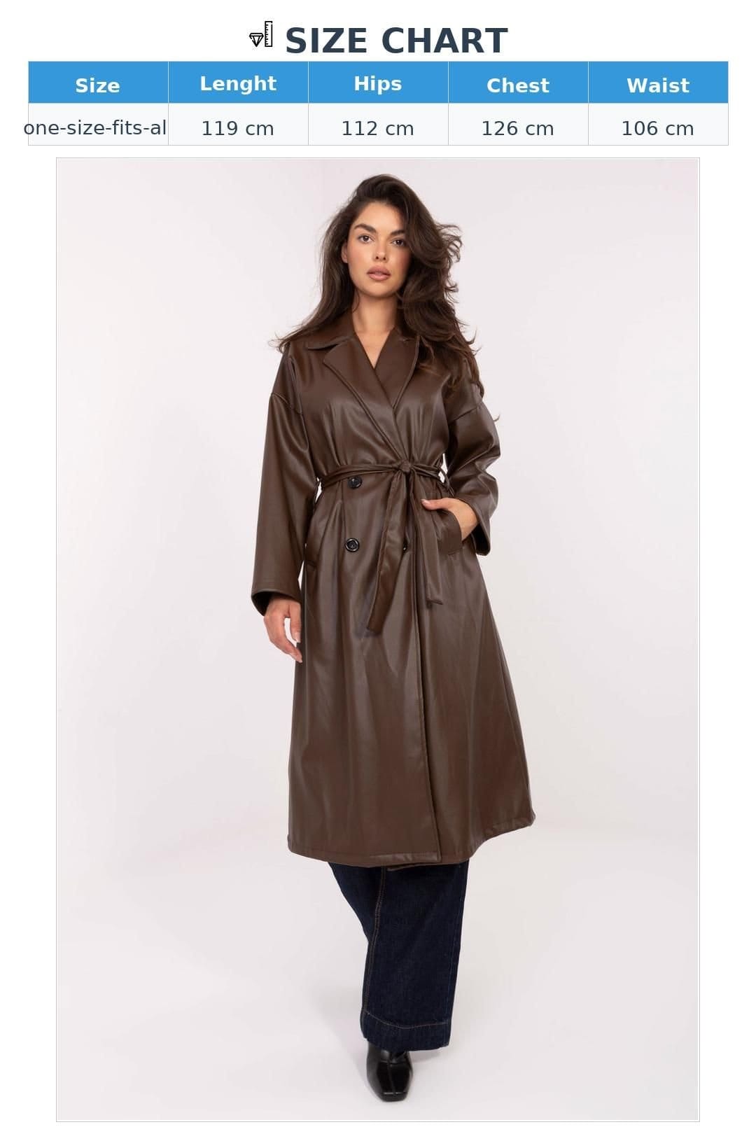 Love Lace Love Lace Women's Timeless Double Breasted Leather Style Coat in Brown - 4