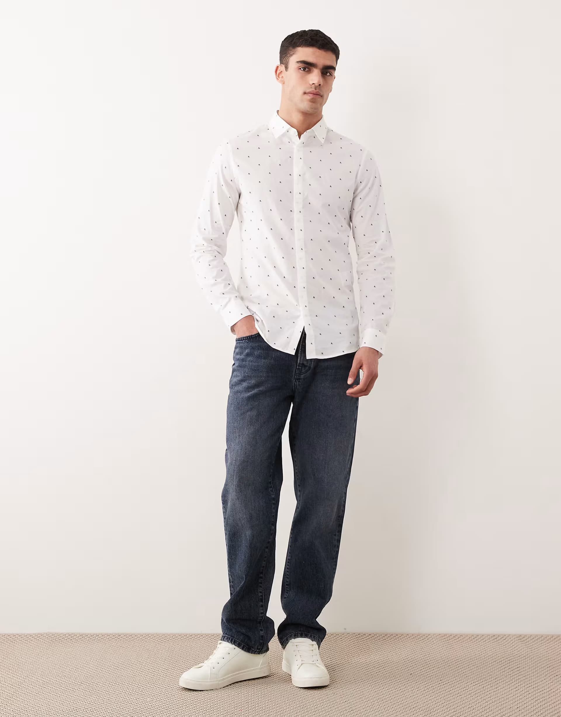 ASOS Armani Exchange all over logo shirt logo in white
