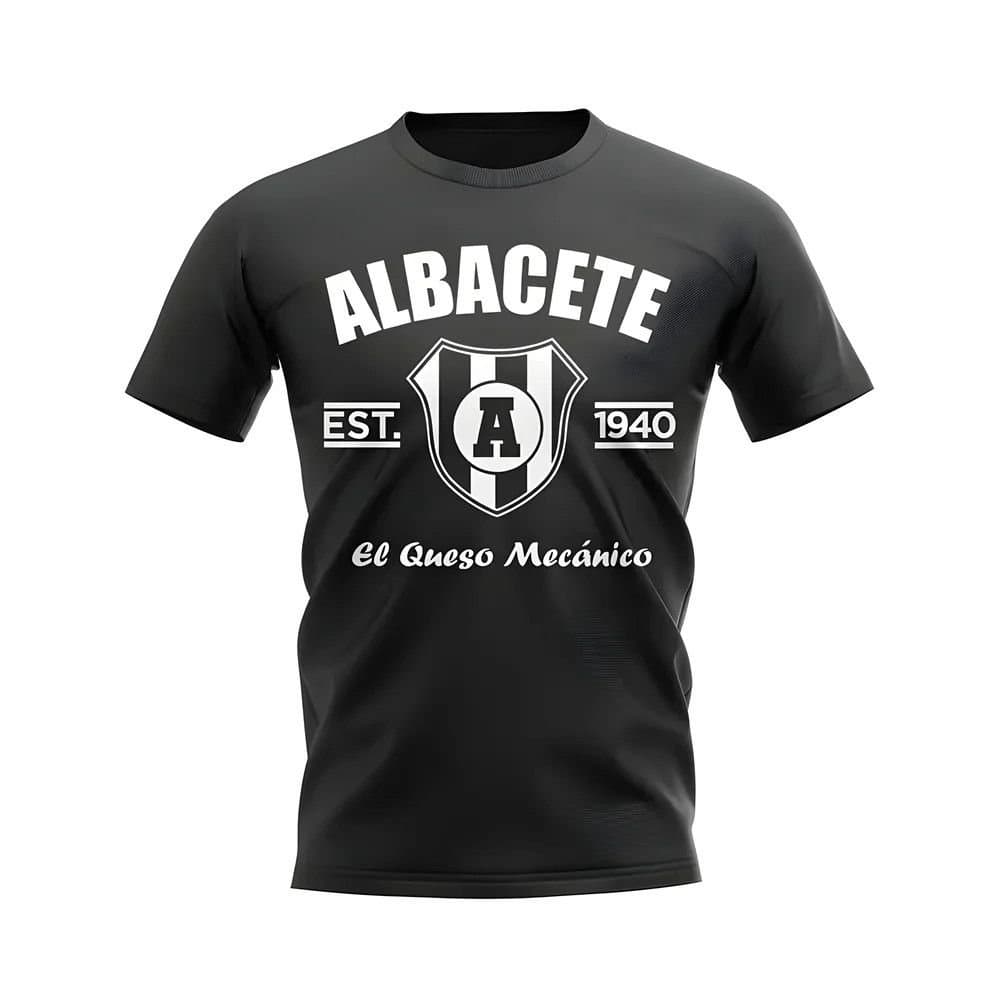Albacete Albacete Men's Personalised Established Football T-Shirt in Black