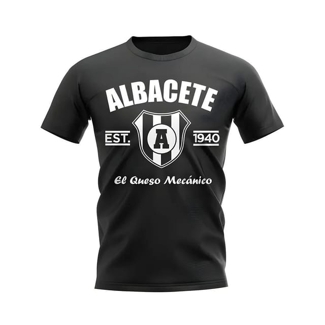 Albacete Albacete Men's Personalised Established Football T-Shirt in Black - 2