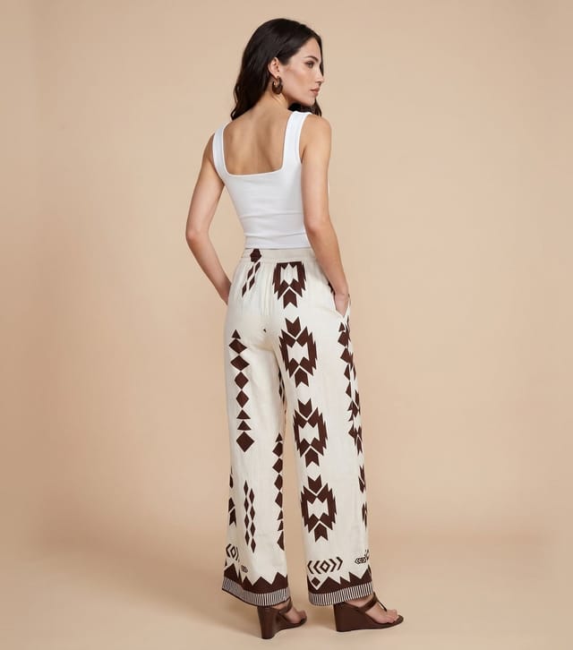 Urban Bliss Women's Brown Geometric Print Wide Leg Trousers Urban Bliss New Look - 3