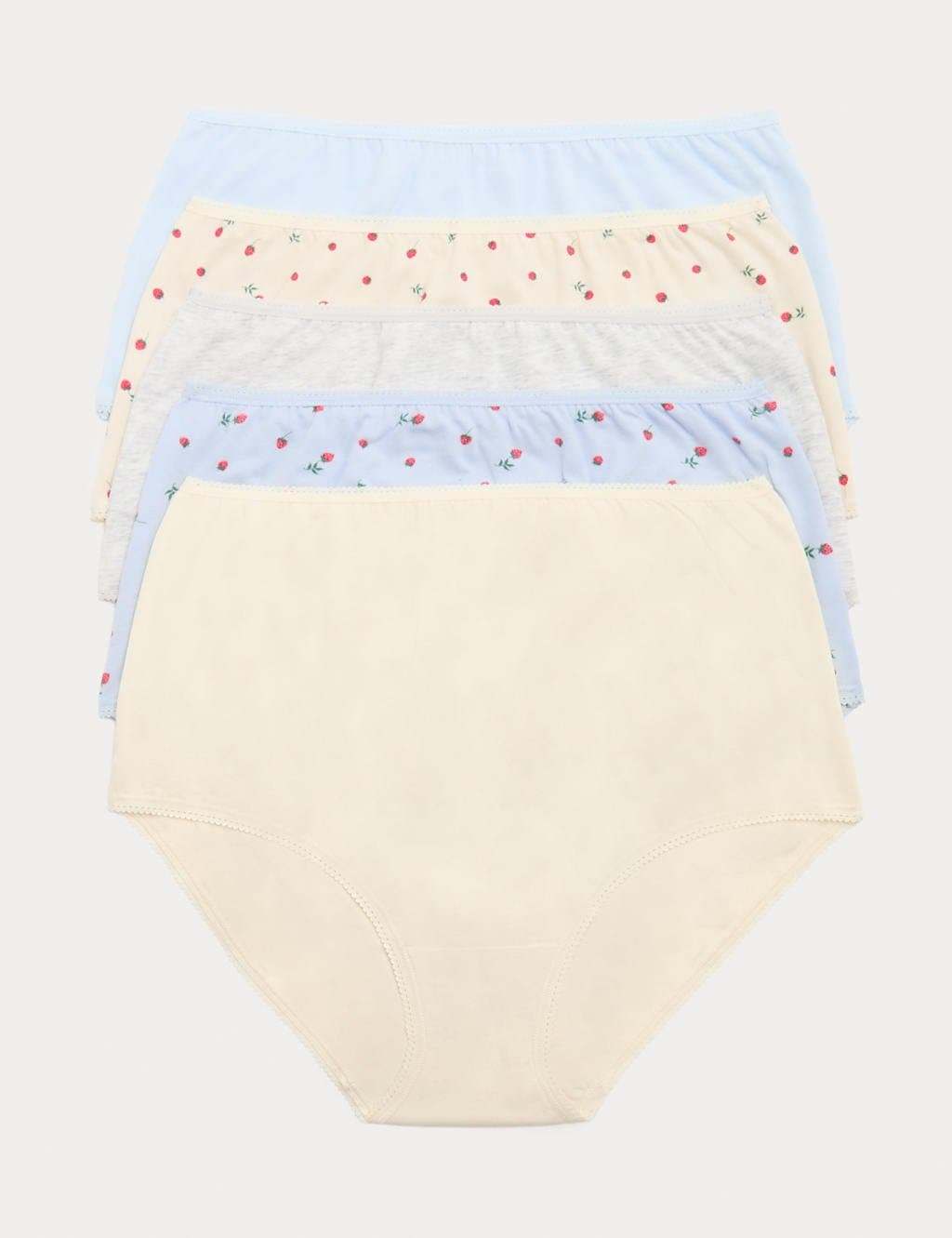 Marks & Spencer M&S 5pk Cotton Lycra™ Printed Full Briefs Soft Blue