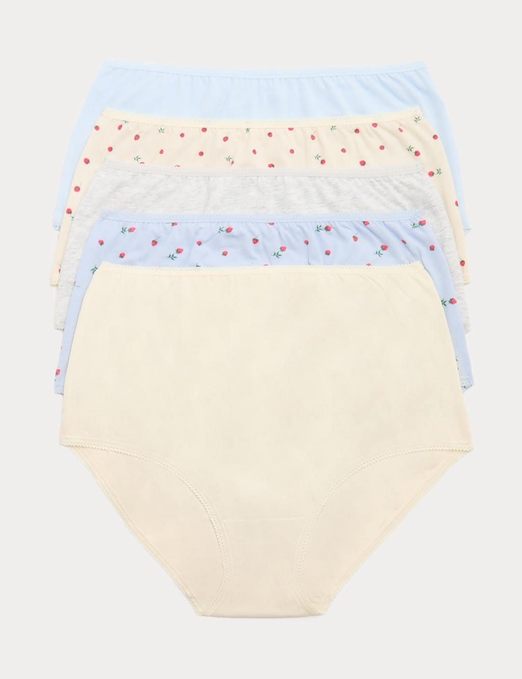 M&S Soft Blue Cotton Lycra™ Full Briefs 5-Pack