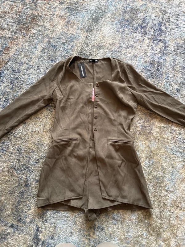 PLT PLT taupe playsuit