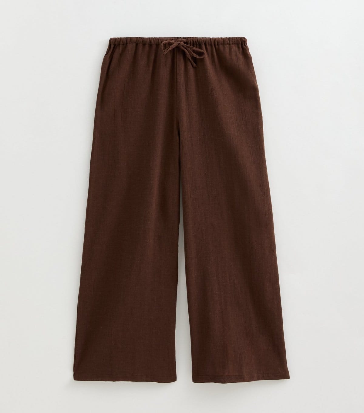 New Look Women's Petite Dark Brown Cotton Wide Leg Slub Trousers New Look - 1
