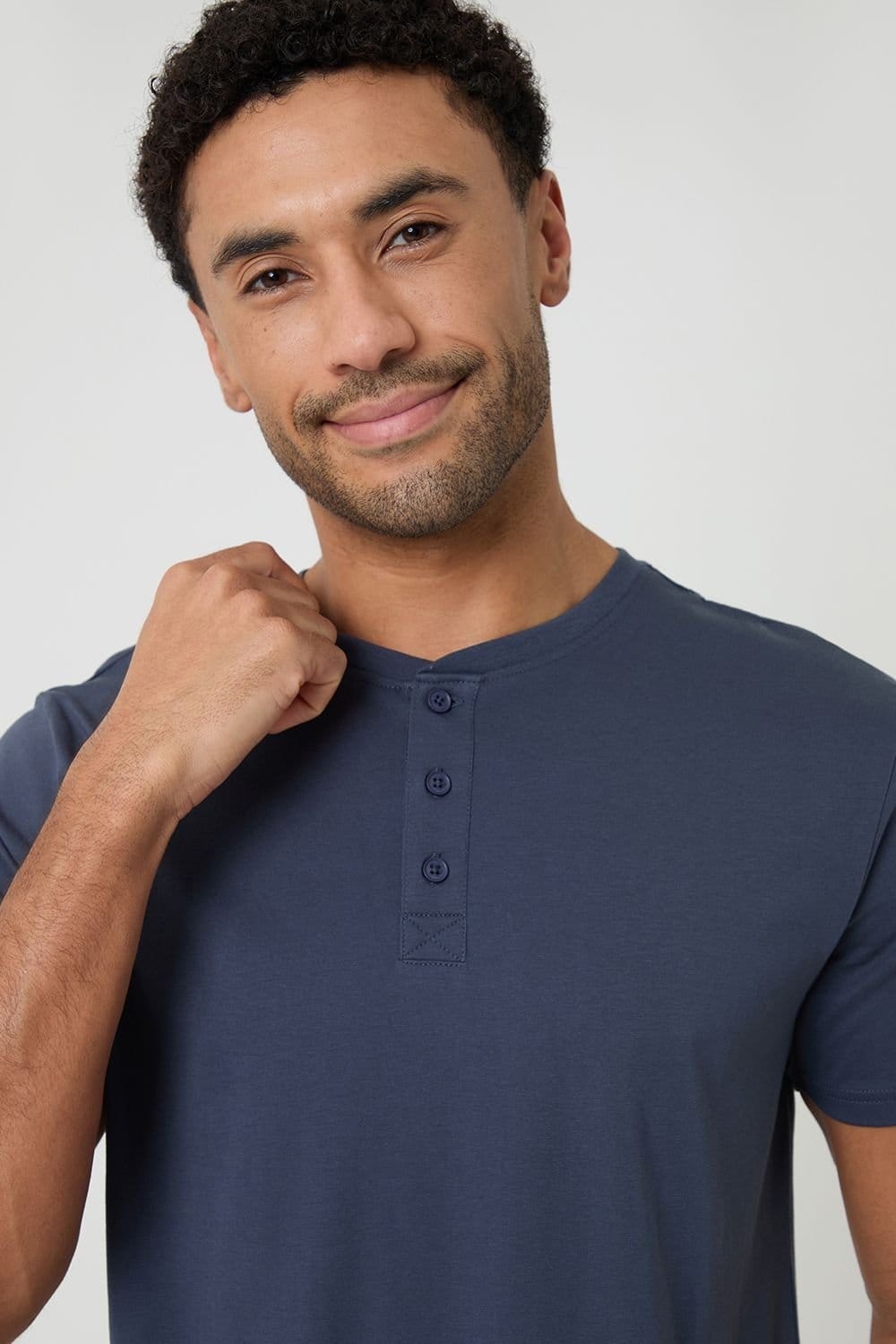 Threadbare Threadbare Men's Stripe Grandad Pyjama Set in Blue - 4