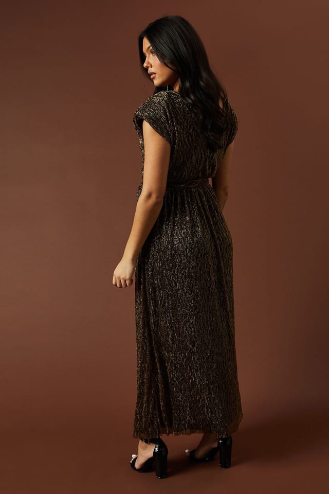 Oasis Oasis Women's Occasion Plisse Split Maxi Dress in Gold - 3