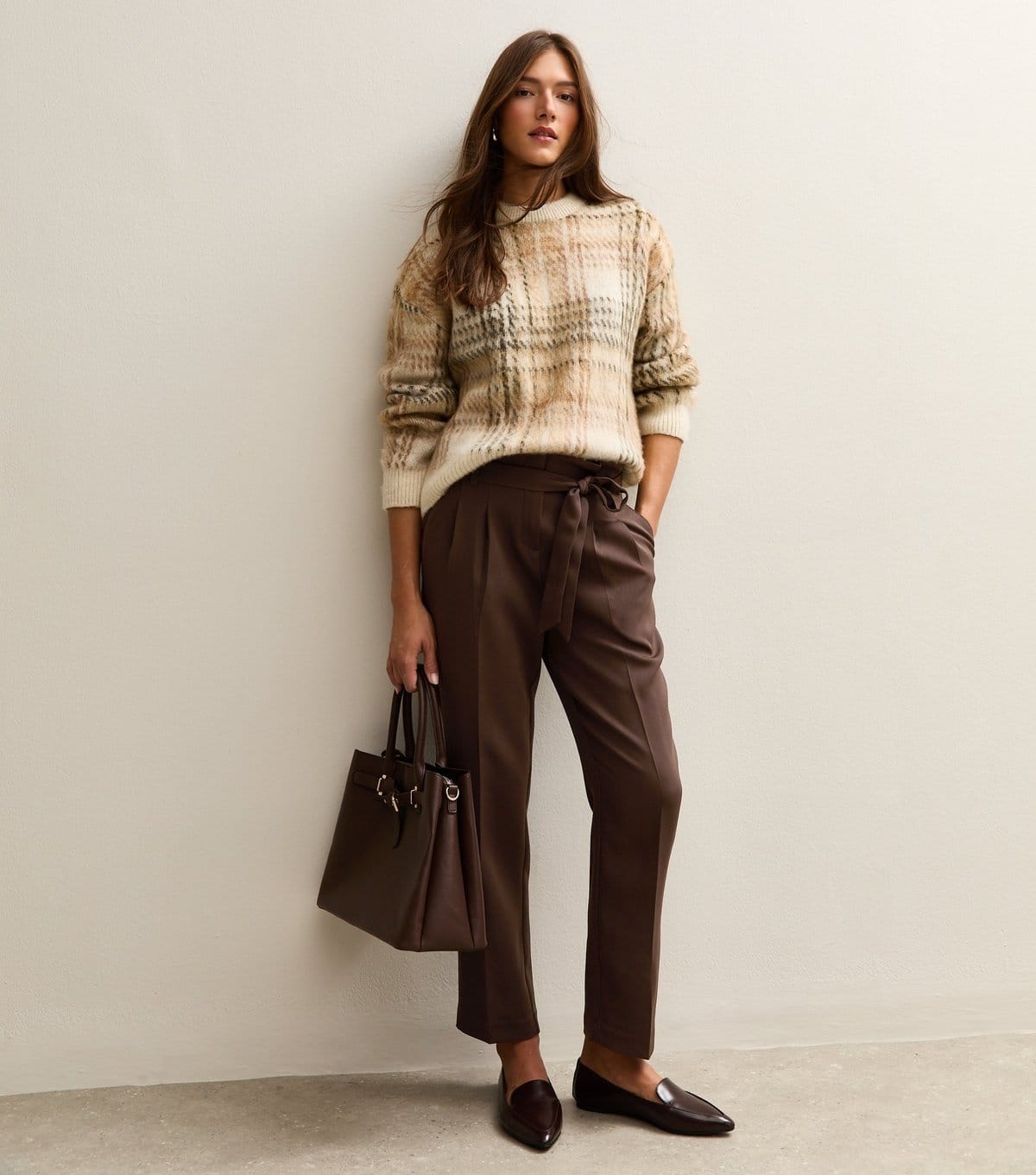 New Look Women's Brown Pleated Paperbag Trousers New Look - 4