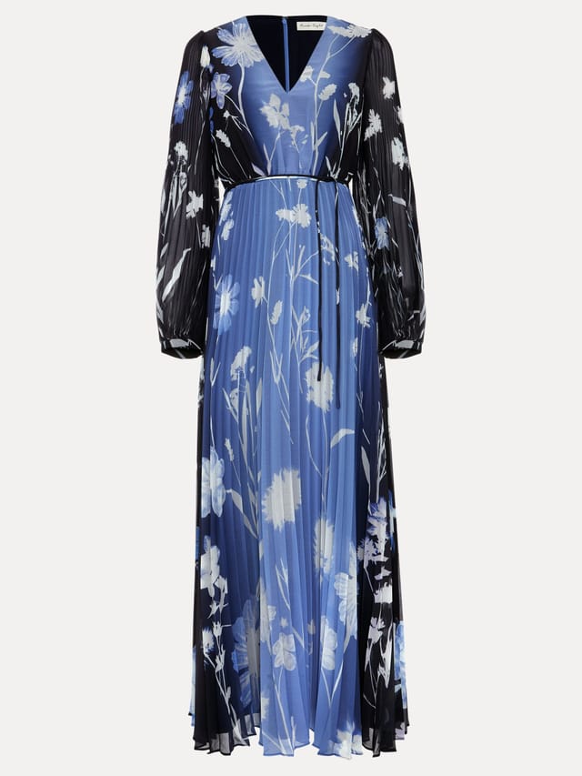 Phase Eight Phase Eight Women's Annie Pleated Floral Maxi Dress in Bright Blue - 2