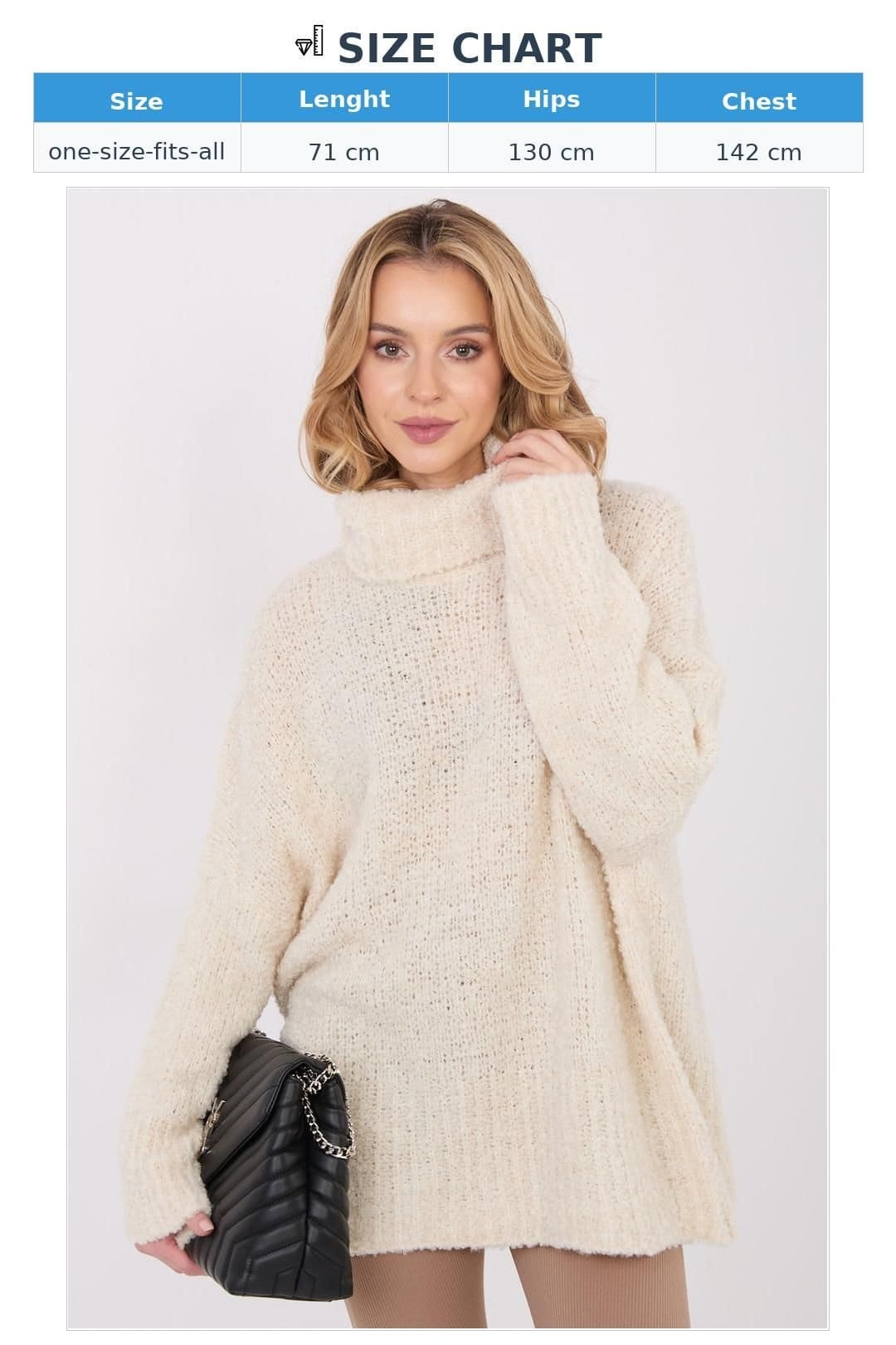 Love Lace Love Lace Women's Boucle Turtleneck Long Sleeve Sweater in Beige - 4