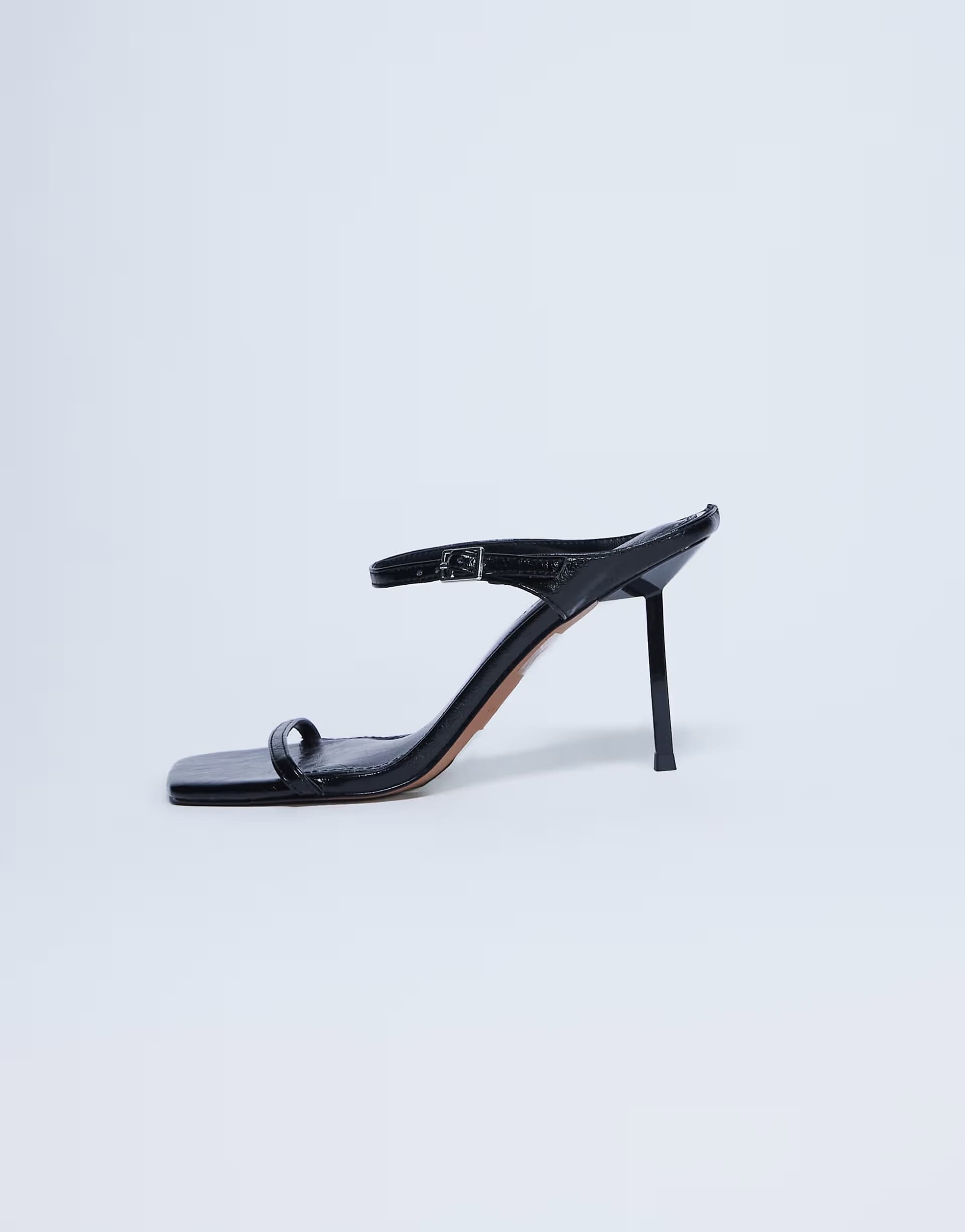 ASOS Topshop Sally 2 part metal heeled sandal in black