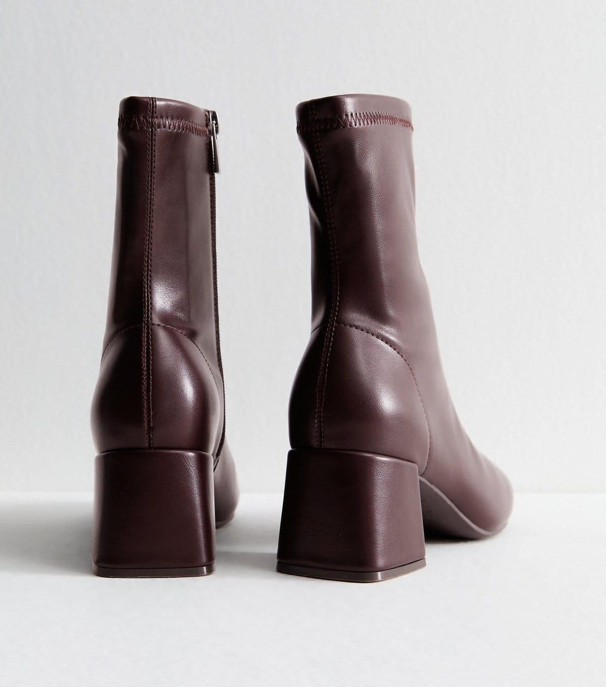 New Look Women's Dark Burgundy Faux Leather Block Heel Ankle Boots New Look - 4