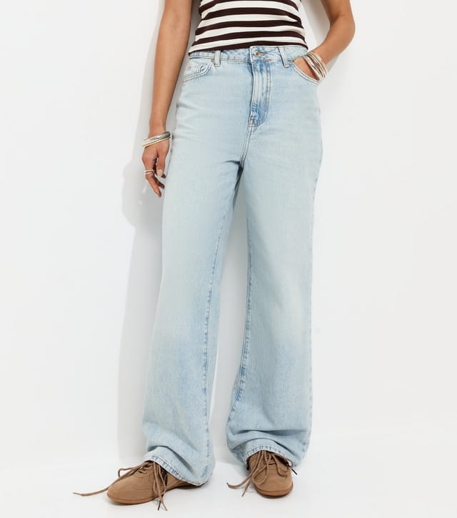 New Look Women's Dark Blue Adalae High Waisted Wide Leg Jeans New Look - 3