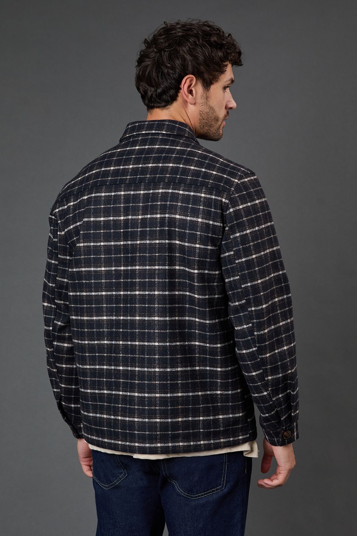 Burton Burton Men's Navy Check Wool Look Jacket - 3
